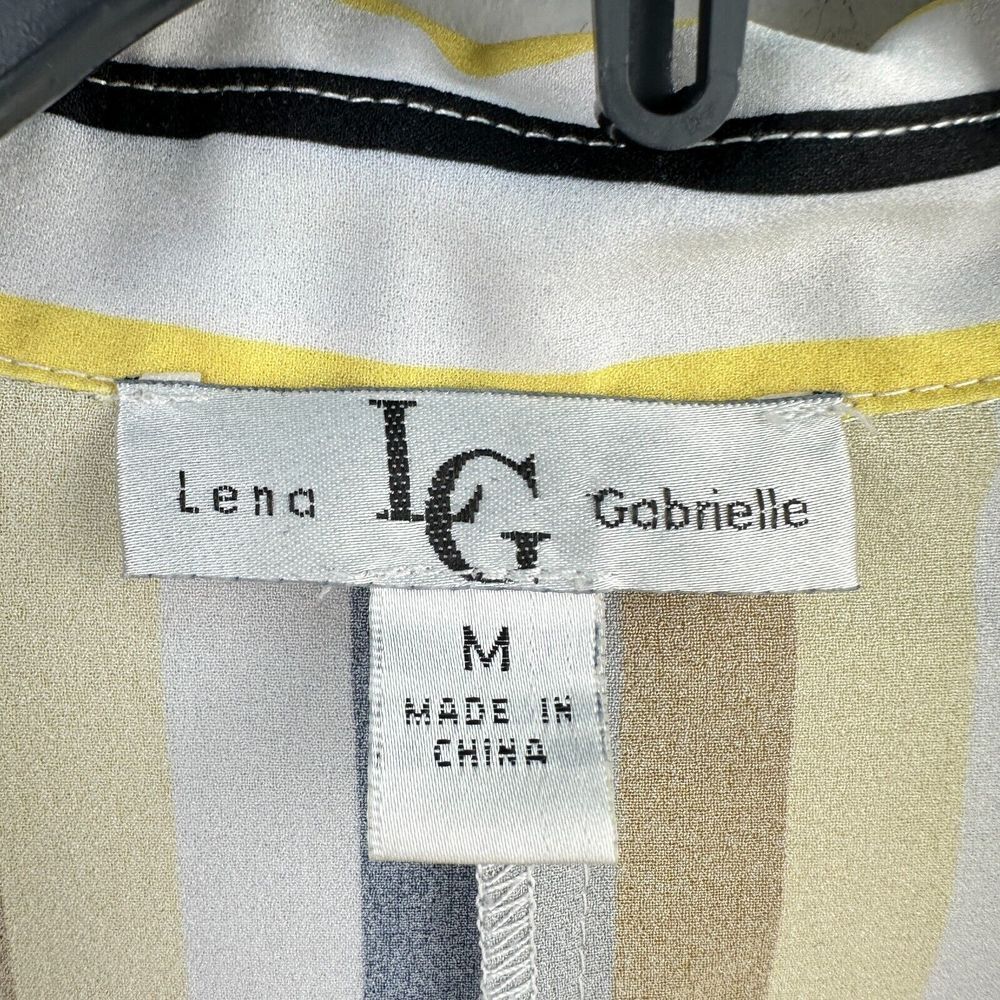 Lena Gabrielle Top Womens M Multi Color Striped High Low Office Contemporary - Picture 5 of 9